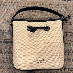 Kate Spade Beige and Black Woven Shoulder Bag